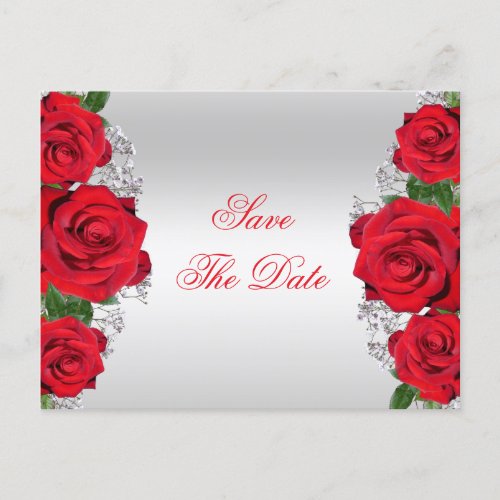 Beautiful Romantic Red Roses Birthday Announcement Postcard