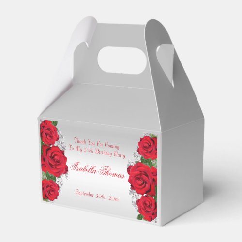 Beautiful Romantic Red Roses Birthday Favor Boxes