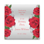 Beautiful Romantic Red Roses Birthday Favor Magnet