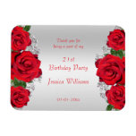 Beautiful Romantic Red Roses Birthday Magnet