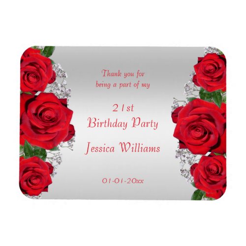 Beautiful Romantic Red Roses Birthday Magnet