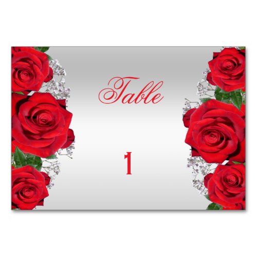 Beautiful Romantic Red Roses Birthday Table Number