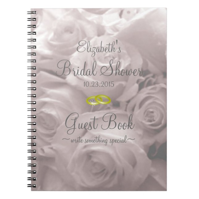 Beautiful Romantic Roses Bridal Shower Guest Book (Front)