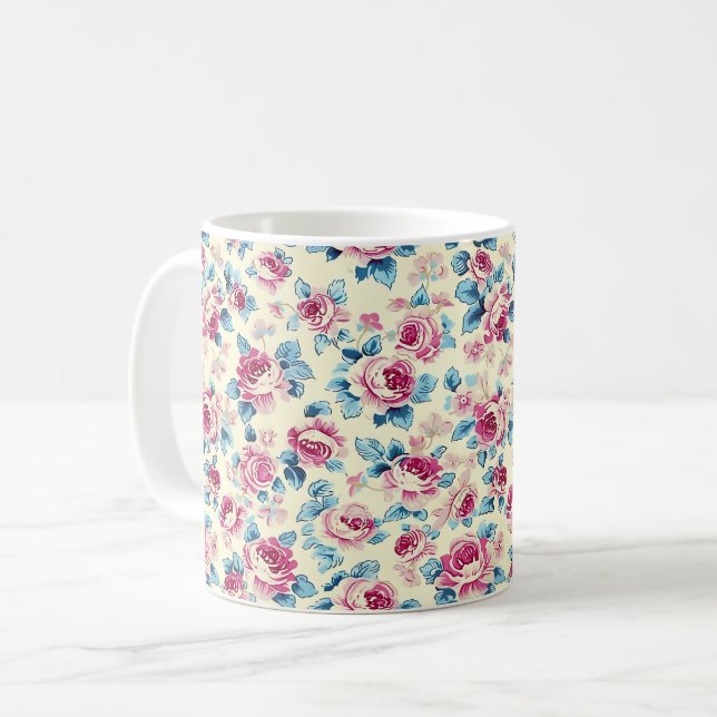 Beautiful Romantic Spring Pink Girly Flowers Coffee Mug (Front Left)