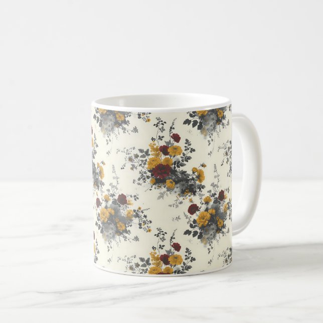 Beautiful Romantic Spring Red Girly Flowers Coffee Mug (Front Right)