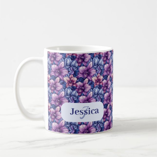 Beautiful Romantic Spring Violet Girly Flowers  Coffee Mug (Left)