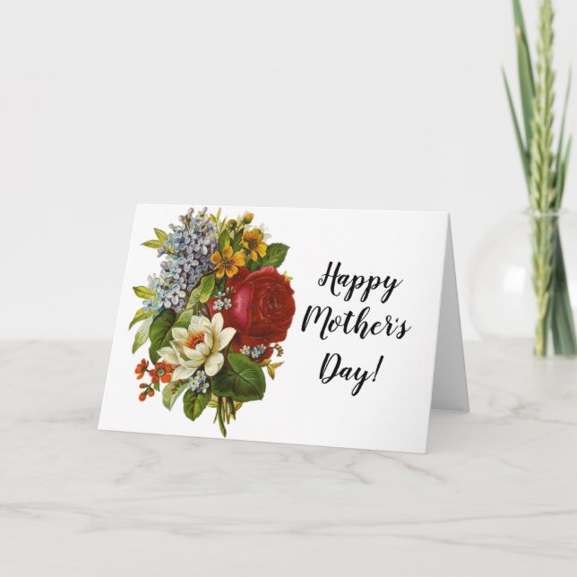 Beautiful Romantic Summer Bouquet with Red Rose Card (Front)