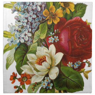 Beautiful Romantic Summer Bouquet with Red Rose Cloth Napkin
