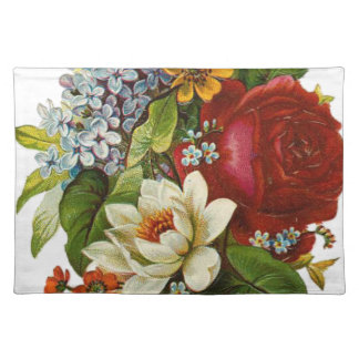 Beautiful Romantic Summer Bouquet with Red Rose Cloth Placemat