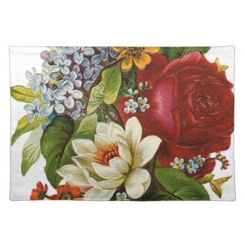Beautiful Romantic Summer Bouquet with Red Rose Cloth Placemat