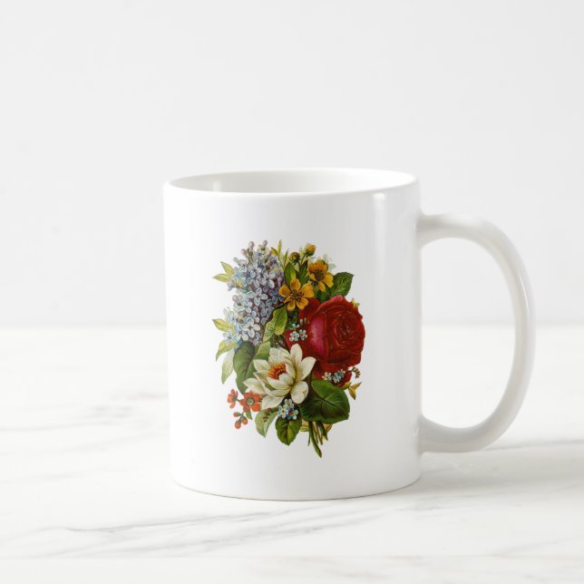 Beautiful Romantic Summer Bouquet with Red Rose Coffee Mug (Right)