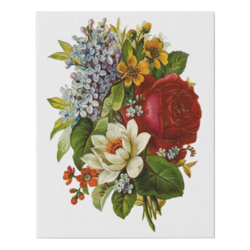 Beautiful Romantic Summer Bouquet with Red Rose Faux Canvas Print