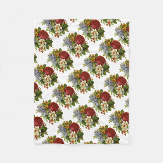 Beautiful Romantic Summer Bouquet with Red Rose Fleece Blanket