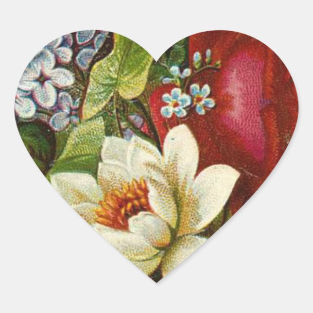 Beautiful Romantic Summer Bouquet with Red Rose Heart Sticker (Front)