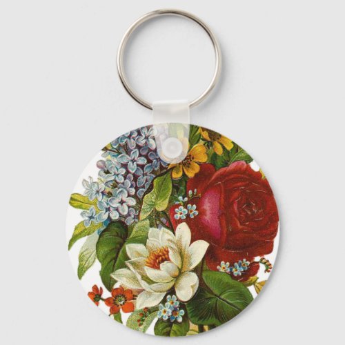Beautiful Romantic Summer Bouquet with Red Rose Keychain