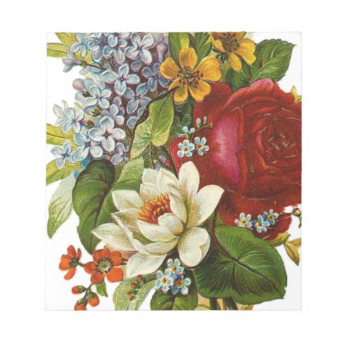 Beautiful Romantic Summer Bouquet with Red Rose Notepad