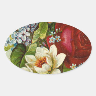 Beautiful Romantic Summer Bouquet with Red Rose Oval Sticker