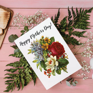 Beautiful Romantic Summer Bouquet with Red Rose Postcard