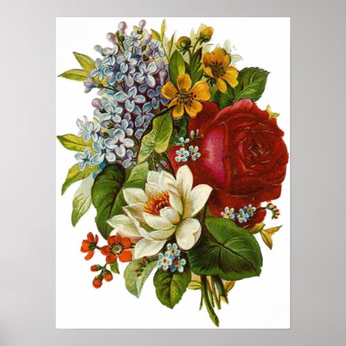 Beautiful Romantic Summer Bouquet with Red Rose Poster