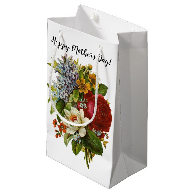Beautiful Romantic Summer Bouquet with Red Rose Small Gift Bag (Front Angled)