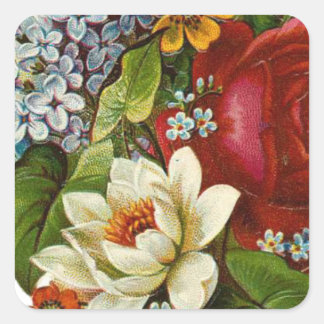 Beautiful Romantic Summer Bouquet with Red Rose Square Sticker