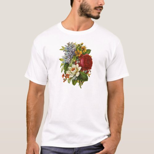 Beautiful Romantic Summer Bouquet with Red Rose T_Shirt