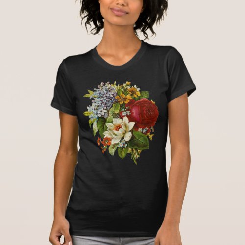 Beautiful Romantic Summer Bouquet with Red Rose T_Shirt