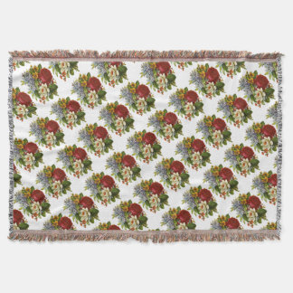 Beautiful Romantic Summer Bouquet with Red Rose Throw Blanket