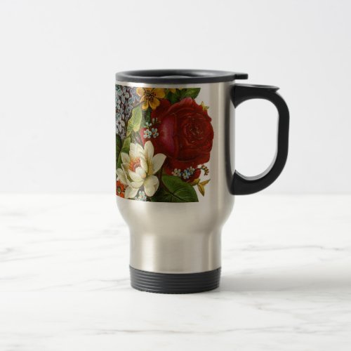 Beautiful Romantic Summer Bouquet with Red Rose Travel Mug