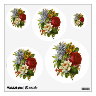 Beautiful Romantic Summer Bouquet with Red Rose Wall Decal
