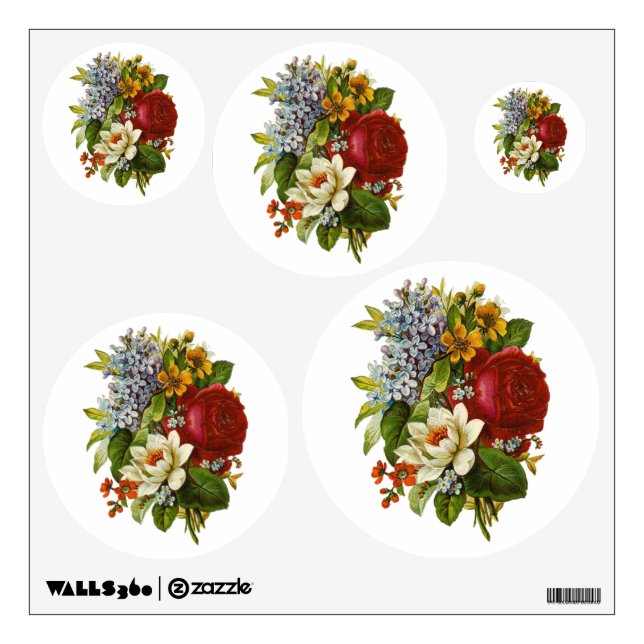 Beautiful Romantic Summer Bouquet with Red Rose Wall Decal (Front)