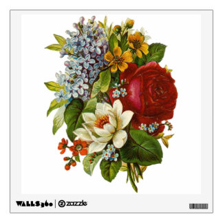 Beautiful Romantic Summer Bouquet with Red Rose Wall Decal