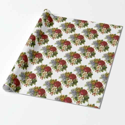 Beautiful Romantic Summer Bouquet with Red Rose Wrapping Paper