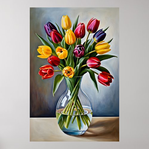 Beautiful Romantic Tulip Cascade Poster