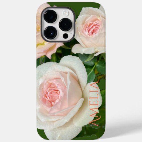 Beautiful romantic white pink roses  Case_Mate iPhone 14 pro max case