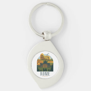 Beautiful Rome Colosseum Vintage Travel Keychain