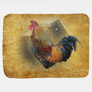Beautiful Rooster and Rustic Barn Chicken Coop Baby Blanket