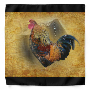Beautiful Rooster and Rustic Barn Chicken Coop Bandana