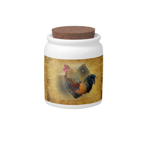 Beautiful Rooster and Rustic Barn Chicken Coop Candy Jar