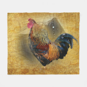 Beautiful Rooster and Rustic Barn Chicken Coop Fleece Blanket