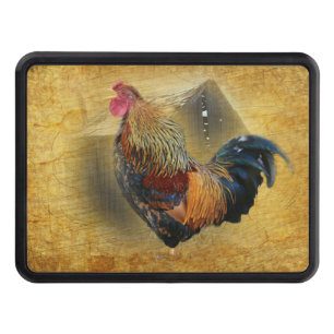 Beautiful Rooster and Rustic Barn Chicken Coop Hitch Cover