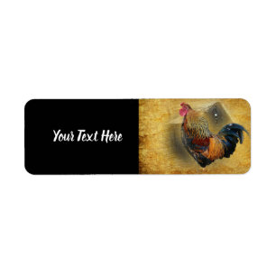 Beautiful Rooster and Rustic Barn Chicken Coop Label