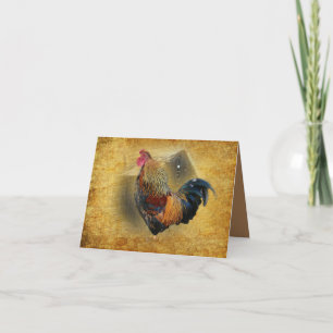 Beautiful Rooster and Rustic Barn Chicken Coop Letterpress Thank You Card