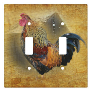 COUNTRY ROOSTER WITH EGGS & RED & WHITE CHECKS LIGHT SWITCH OR OUTLET COVER V418 