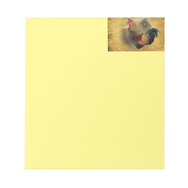 Beautiful Rooster and Rustic Barn Chicken Coop Notepad (Front)