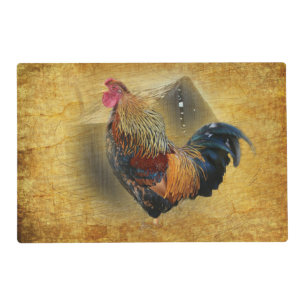 Beautiful Rooster and Rustic Barn Chicken Coop Placemat