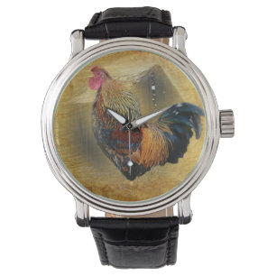 Beautiful Rooster and Rustic Barn Chicken Coop Watch