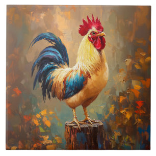 Beautiful Rooster Painting Ceramic Tile