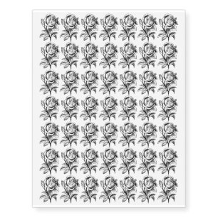 Beautiful Rose Black Outline Design Temporary Tattoos