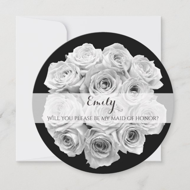 Beautiful Rose Bouquet Maid of Honor Card (Front)